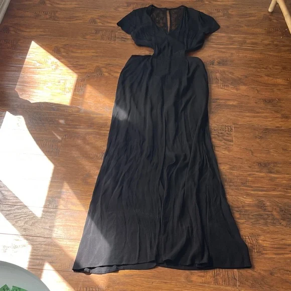 a line black maxi dress A Line Black Long Prom Dresses, Strapless Evening Party Dress fg5502